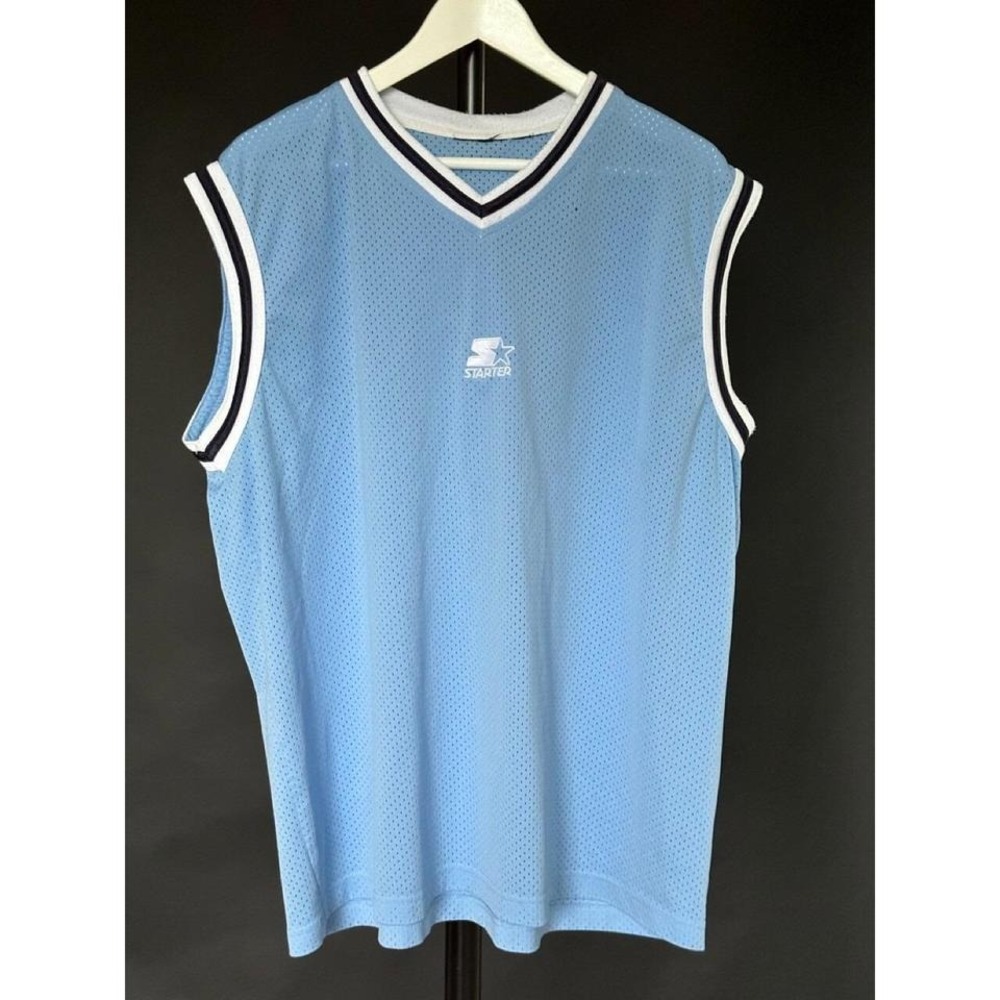 Starter Tank Top Blue Vintage Mesh Polyester No Size 90's Y2K Hip Hop Basketball